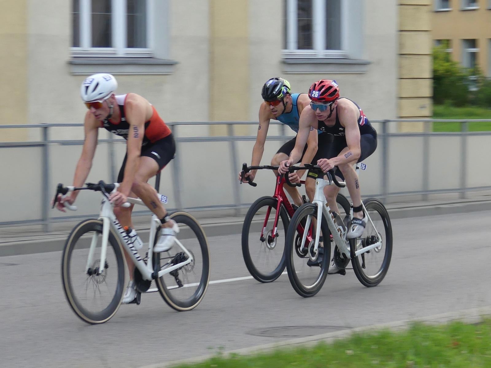 Two riders in a breakaway on the bike leg